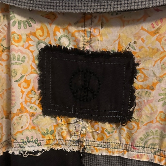 Blue Velvet Med. Women's Patchwork Button Down Shirt - Black, Blue, Yellow ❤️ - Picture 4 of 5